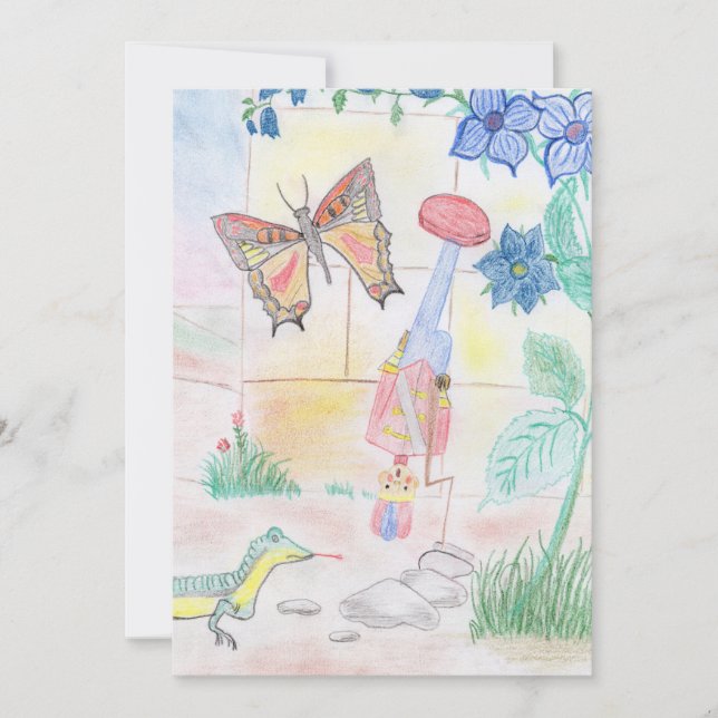 Invitación Obra de arte de niños personalizados, juguete de d (Anverso)