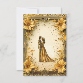 Invitación Obra de oro elegante de pareja romántica boda