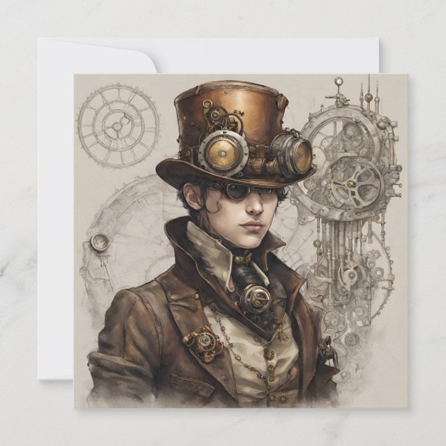 Invitación Obra de Steampunk Victorian Gentleman (Anverso)