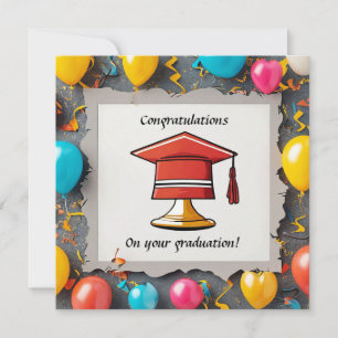 Invitación Obras de arte de graduación con globos