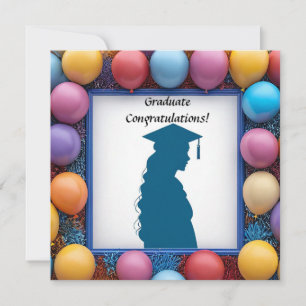 Invitación Obras de arte de graduación con globos
