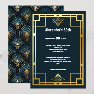 Invitación Obsequias minimalistas de oro azul claro
