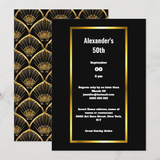 Invitación Obsequios minimalistas de oro negro y negro