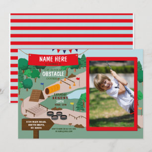 Invitación Obstacle Course Birthday Boys Photo Adventure Park