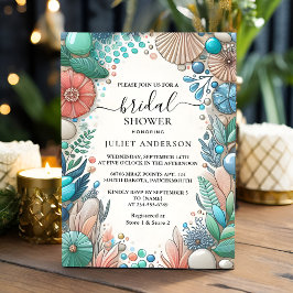 Invitación Obtén Aqua Sand Work Sted Sea Glass Bridal Shower