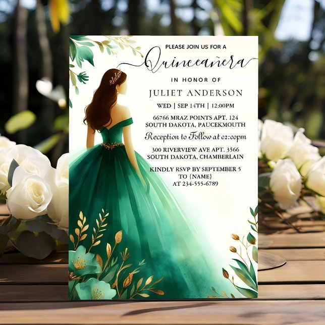 Invitación Obtén Árboles Moneda de oro Glam Esmeralda Verde Q (Subido por el creador)