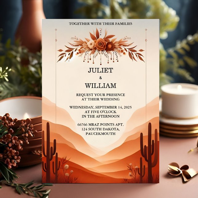 Invitación Obtén el Boda de Desert Rustic Boho Autumn Ombre B (Subido por el creador)