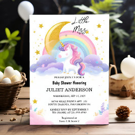 Invitación Obtén espacio brillante Royal Pony Unicorn Baby Sh