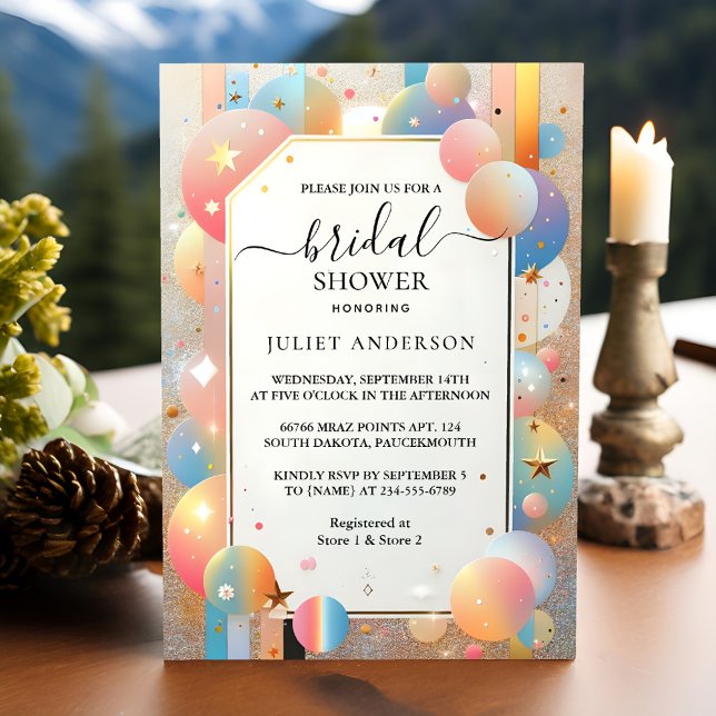 Invitación Obtén Glam Bright Pastel Ombre Purpurina Bridal Sh (Subido por el creador)