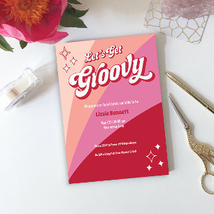 Invitación Obtén Groovy Magenta Monocromatic Bridal Shower