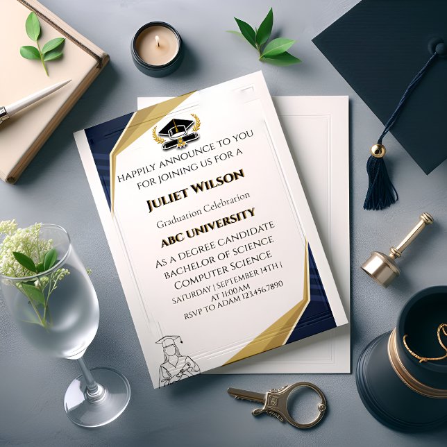 Invitación Obtén inicio elegante de la graduación de Black Co (Subido por el creador)