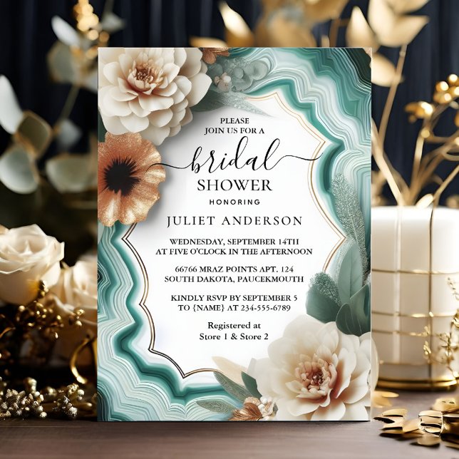 Invitación Obtén La Ducha De Novias Monstera Emerald Green Y  (Subido por el creador)
