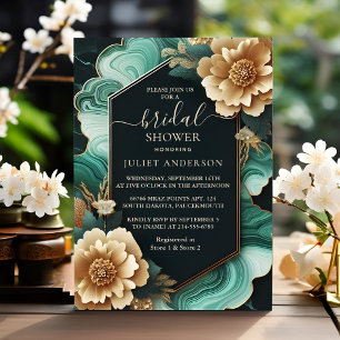 Invitación Obtén La Ducha De Novias Monstera Emerald Green Y