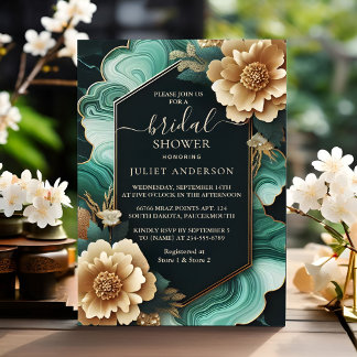 Invitación Obtén La Ducha De Novias Monstera Emerald Green Y 