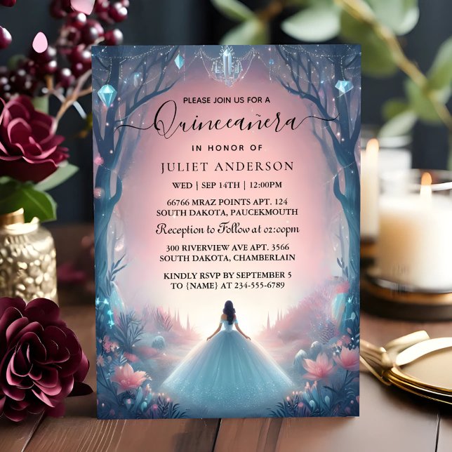 Invitación Obtén la Quinceanera del bosque encantado de la br (Subido por el creador)