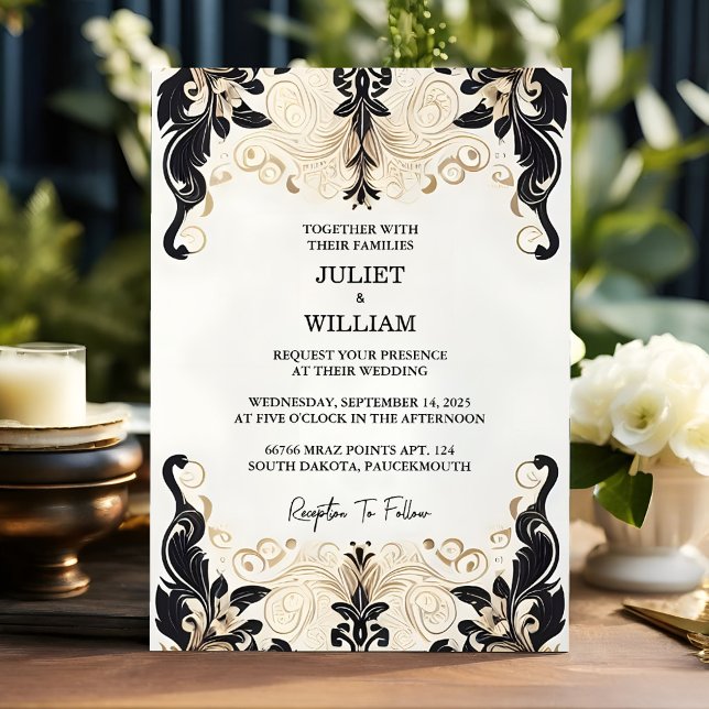 Invitación Obtén matrimonio retro árabe exótico negrita negri (Subido por el creador)