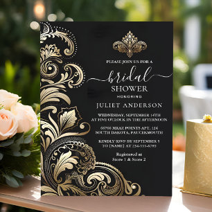Invitación Obtén retro árabe exótico negrita Damask Bridal Sh