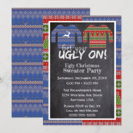 Invitación Obtén Tu Feo En Navidades De Knit Fiesta De Suéter