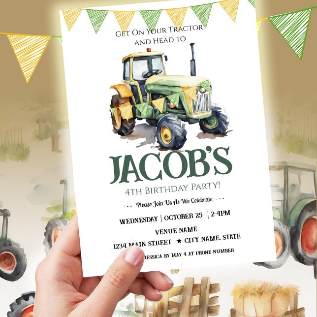 Invitación Obtén tu Tractor 4º niño de cumpleaños (Subido por el creador)