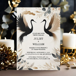 Invitación Obtener Boda de la grúa de cielo azul de Feather R