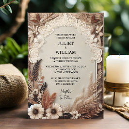 Invitación Obtener Boda de papel reciclado de papel de madera
