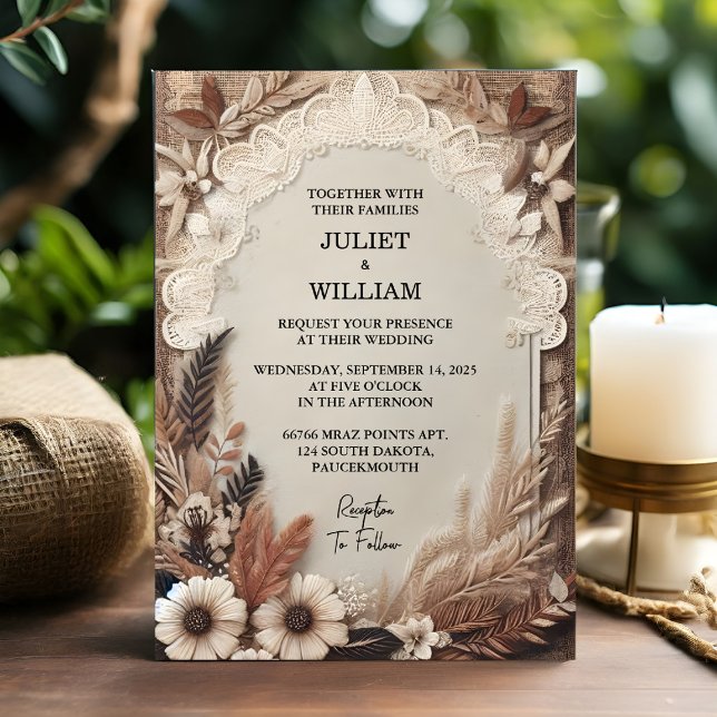 Invitación Obtener Boda de papel reciclado de papel de madera (Subido por el creador)