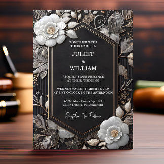 Invitación Obtener Boda Grabado en relieve de Relieve metaliz