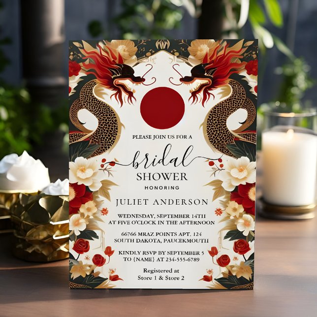 Invitación Obtener ducha de novia bilingüe china asiática Hei (Subido por el creador)