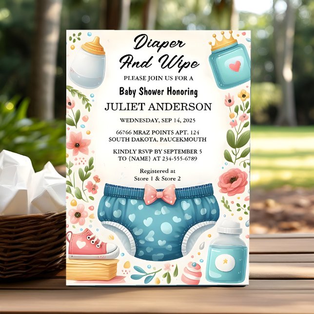 Invitación Obtener Post Dad Pink Blue Diaper Y Limpiar Baby S (Subido por el creador)