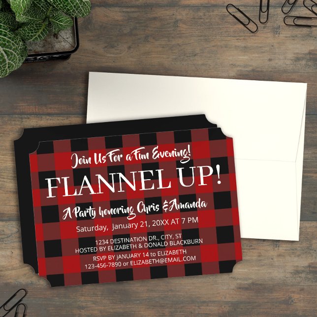 Invitación Ocasión de evento de celebración de cuadros de leñ (Rustic Lumberjack Plaid Celebration Event Occasion Invitation)