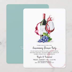 Invitación Ocasión de vino y cena Aniversario 