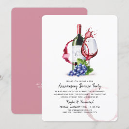 Invitación Ocasión de vino y cena Aniversario Estilo rojo