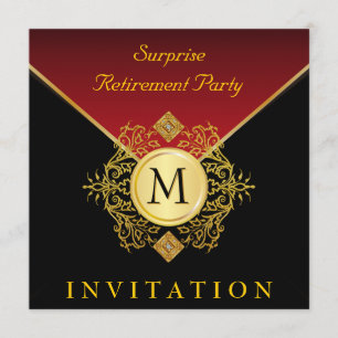 Invitación Ocasión especial del monograma rojo negro elegante