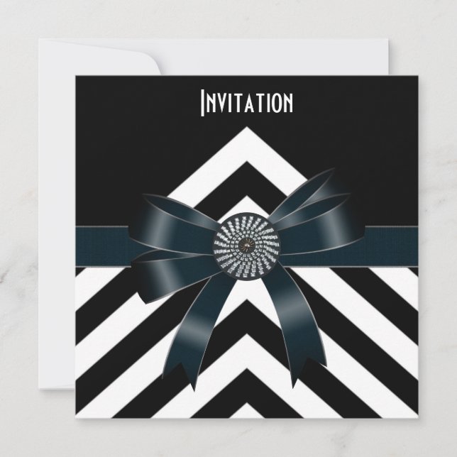 Invitación Ocasiones Banda blanca negra (Anverso)