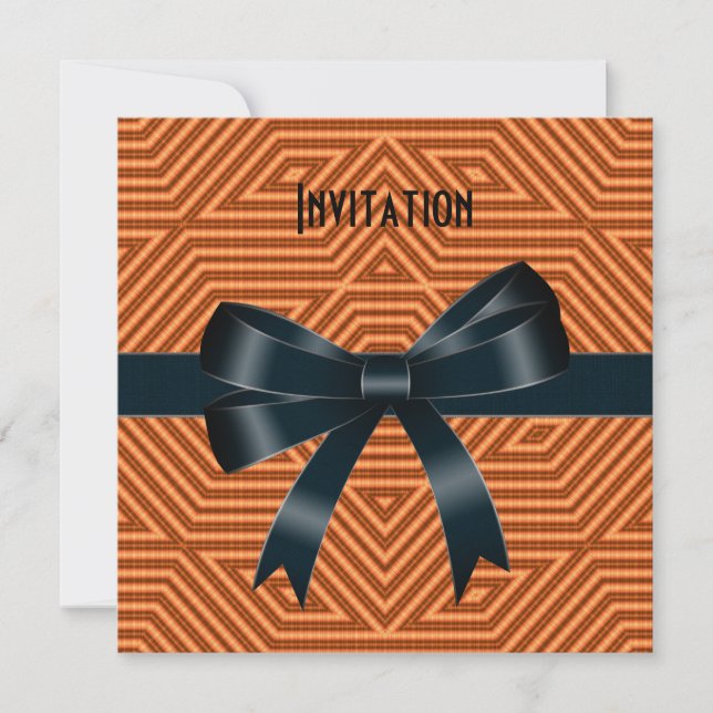 Invitación Ocasiones Naranja Stripe Black Bow (Anverso)