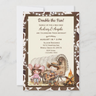 Invitación occidental de Cowboy de cumpleaños conj