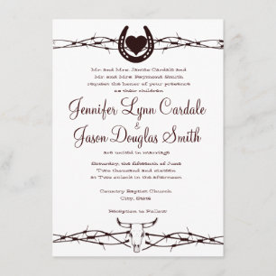 Invitación occidental de herradura de la boda del