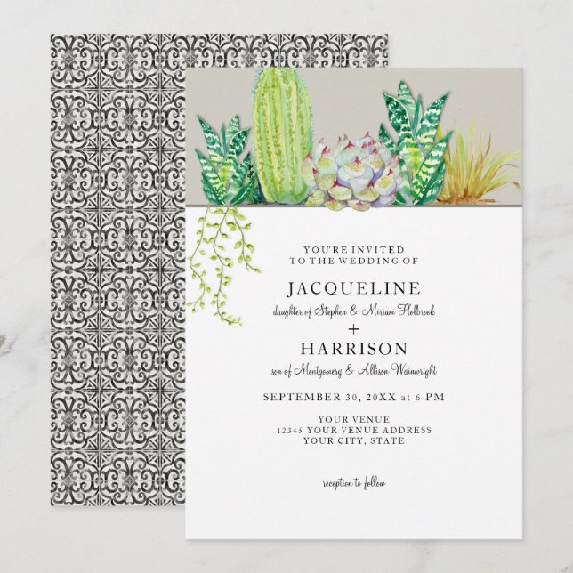 Invitación occidental de la boda del jardín del (Anverso / Reverso)