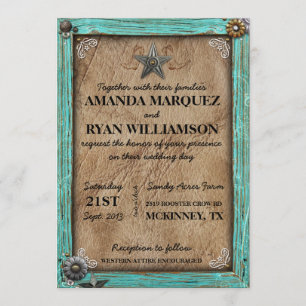 Invitación occidental de la boda del país rústico