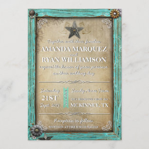 Invitación occidental de la boda del país rústico