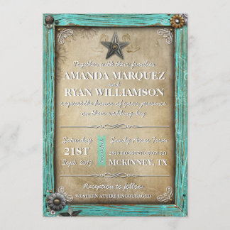 Invitación occidental de la boda del país rústico