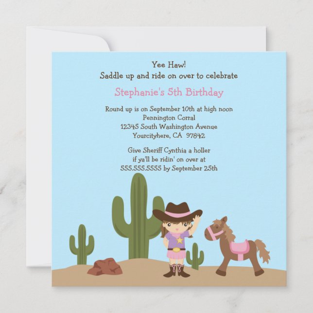 Invitación occidental de la fiesta de cumpleaños (Anverso)