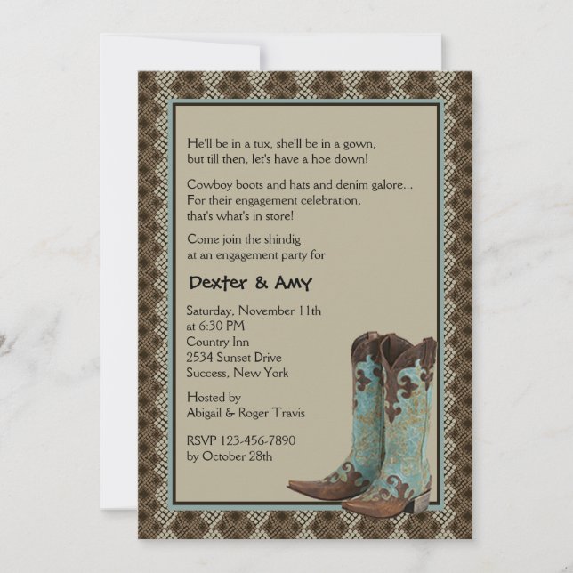 Invitación occidental de las botas (Anverso)