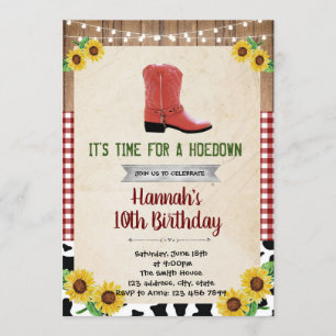 Invitación occidental del país rústico del Hoedown