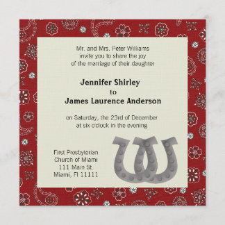 Invitación occidental roja de la boda