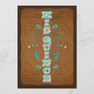 Invitación Occidental Rustico Marrón y Turquesa MIS QUINCE 15