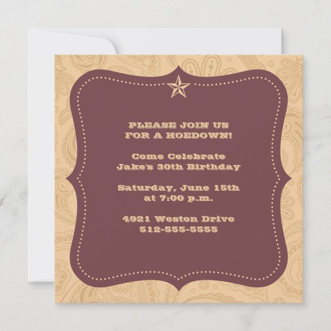 Invitación occidental tradicional (Anverso)