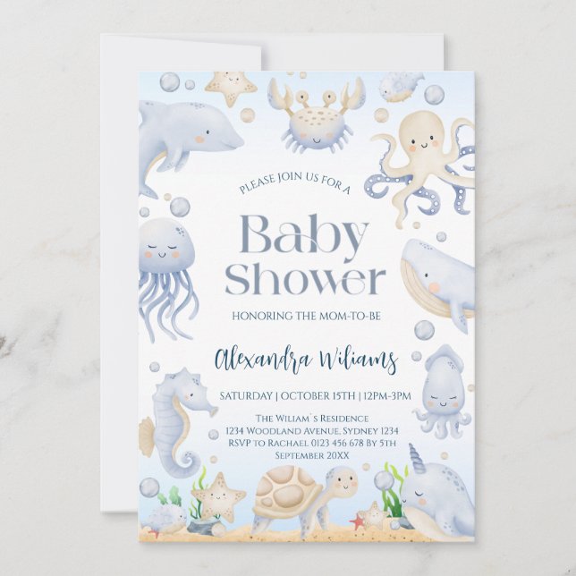 Invitación Ocean Baby Shower (Anverso)