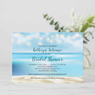 Invitación Ocean Beach Fairy Lights Bridal Weddal Shower