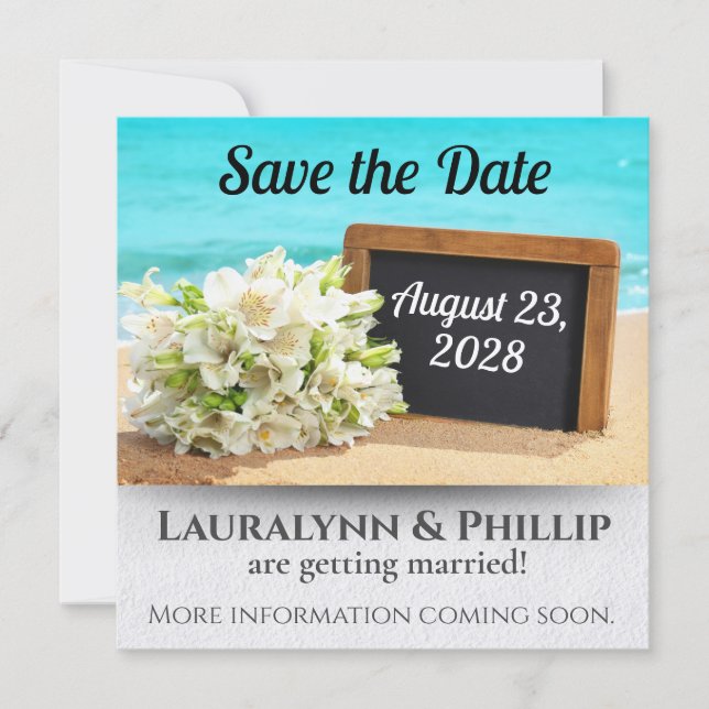 Invitación Ocean Beach salva al Boda de fechas (Anverso)